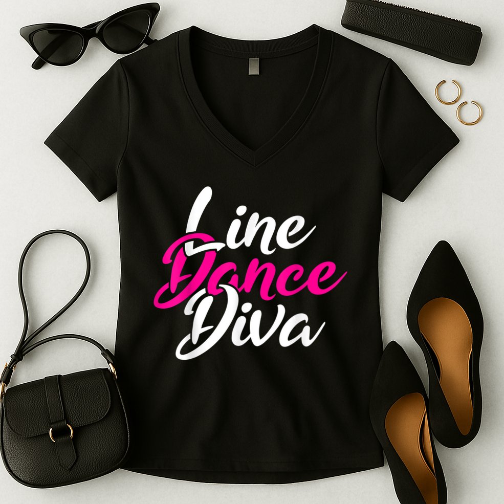 Western Country Line Dancing Diva Women Line Dance Women's V-Neck T-Shirt