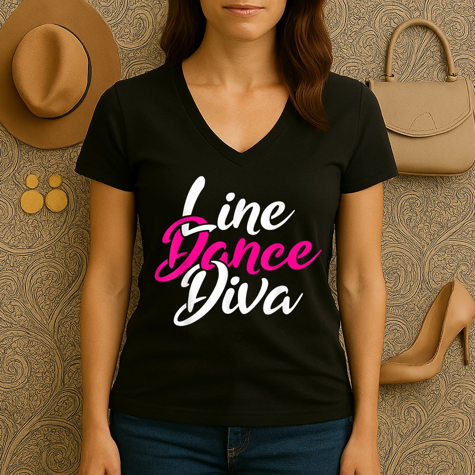 Western Country Line Dancing Diva Women Line Dance Women's V-Neck T-Shirt