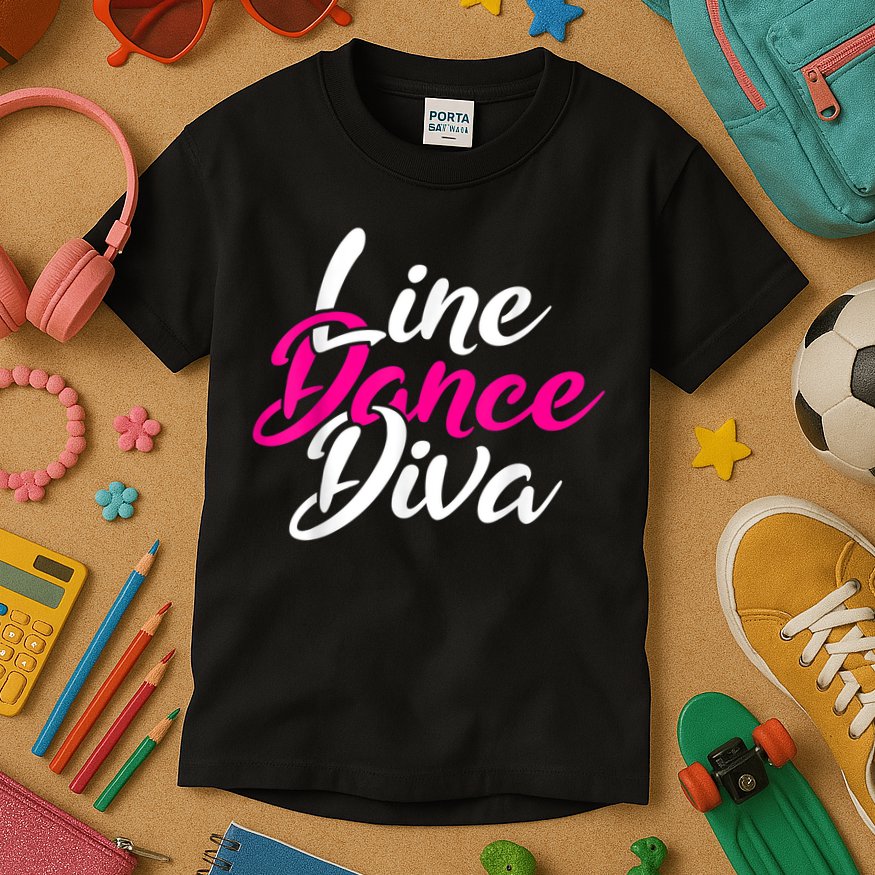 Western Country Line Dancing Diva Women Line Dance Kids T-Shirt