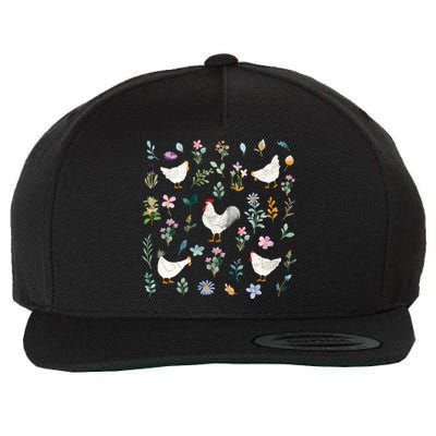 Wildflower Chicken Ladies Wool Snapback Cap