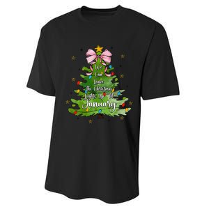 We Can Leave The Christmas Tree Up Til January Coquette Bow Performance Sprint T-Shirt