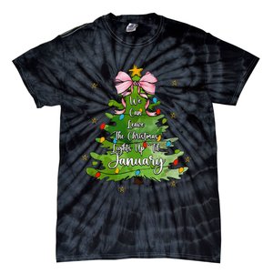 We Can Leave The Christmas Tree Up Til January Coquette Bow Tie-Dye T-Shirt