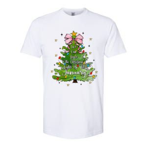 We Can Leave The Christmas Tree Up Til January Coquette Bow Softstyle CVC T-Shirt