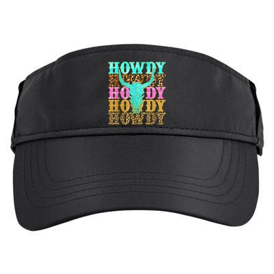 Western Country Leopard Howdy Bull Skull Cowgirl Rodeo Adult Drive Performance Visor