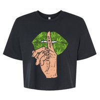 Weed Cannabis Lips Shut The Fuck Up STFU 420 THC Stoner Gift Bella+Canvas Jersey Crop Tee