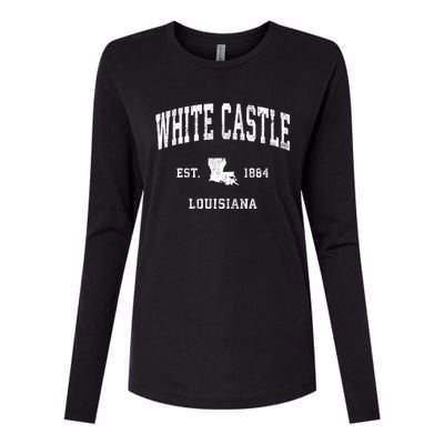 White Castle Louisiana La Vintage Athletic Sports Womens Cotton Relaxed Long Sleeve T-Shirt