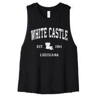 White Castle Louisiana La Vintage Athletic Sports Women's Racerback Cropped Tank