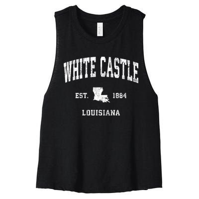 White Castle Louisiana La Vintage Athletic Sports Women's Racerback Cropped Tank