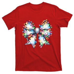 Women Christmas Light Coquette Bow Xmas Season Gift T-Shirt