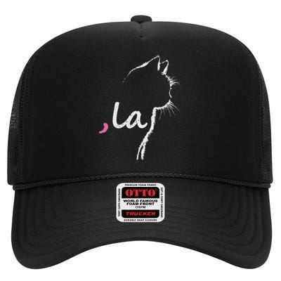 Women Cat Ladies For Kamala Harris For President 2024 Comma La Gift High Crown Mesh Back Trucker Hat