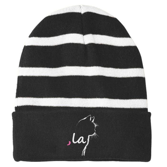 Women Cat Ladies For Kamala Harris For President 2024 Comma La Gift Striped Beanie with Solid Band