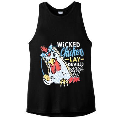Wicked Chickens Lay Deviled Eggs Funny Chicken Lovers Ladies PosiCharge Tri-Blend Wicking Tank
