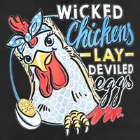 Wicked Chickens Lay Deviled Eggs Funny Chicken Lovers 7 Panel Mesh Trucker Snapback Hat