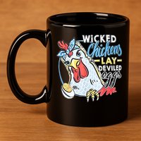 Wicked Chickens Lay Deviled Eggs Funny Chicken Lovers 11oz C Handle Ceramic Mug