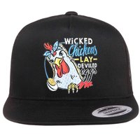 Wicked Chickens Lay Deviled Eggs Funny Chicken Lovers Flat Bill Trucker Hat