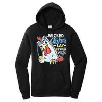 Wicked Chickens Lay Deviled Eggs Funny Chicken Lovers Women's Pullover Hoodie