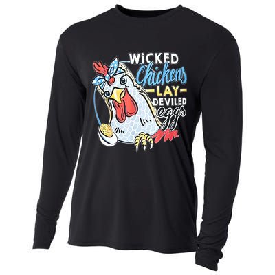 Wicked Chickens Lay Deviled Eggs Funny Chicken Lovers Cooling Performance Long Sleeve Crew