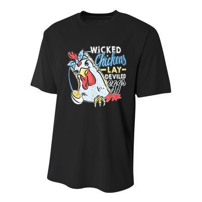 Wicked Chickens Lay Deviled Eggs Funny Chicken Lovers Youth Performance Sprint T-Shirt