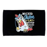 Wicked Chickens Lay Deviled Eggs Funny Chicken Lovers Microfiber Hand Towel