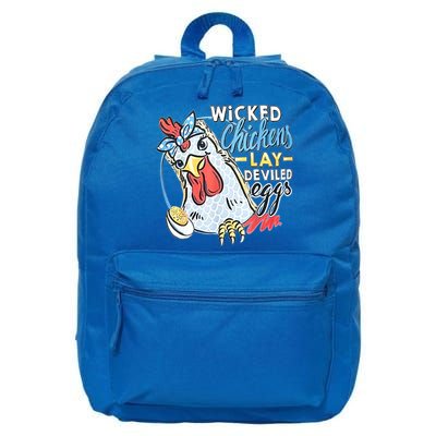 Wicked Chickens Lay Deviled Eggs Funny Chicken Lovers 16 in Basic Backpack