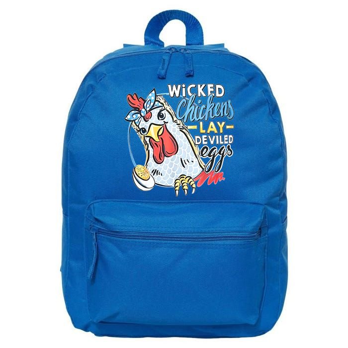Wicked Chickens Lay Deviled Eggs Funny Chicken Lovers 16 in Basic Backpack