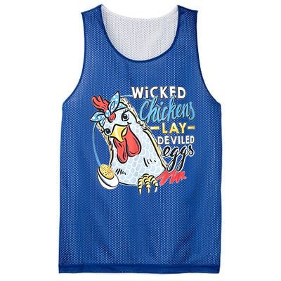 Wicked Chickens Lay Deviled Eggs Funny Chicken Lovers Mesh Reversible Basketball Jersey Tank
