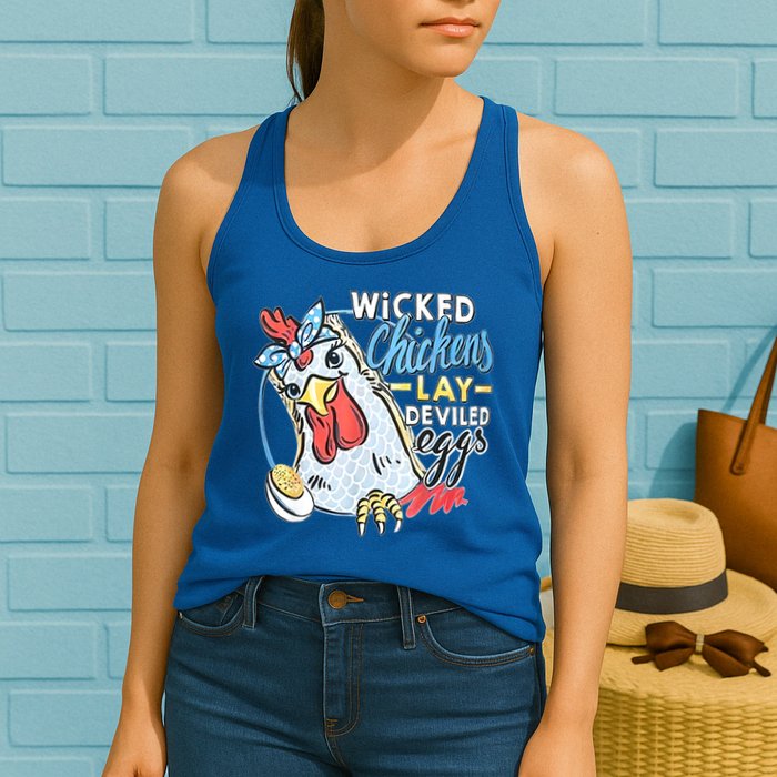 Wicked Chickens Lay Deviled Eggs Funny Chicken Lovers Womens Tank Top