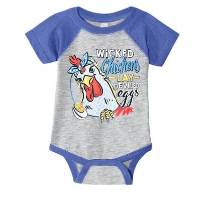 Wicked Chickens Lay Deviled Eggs Funny Chicken Lovers Infant Baby Jersey Bodysuit
