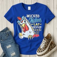 Wicked Chickens Lay Deviled Eggs Funny Chicken Lovers Womens T-Shirt