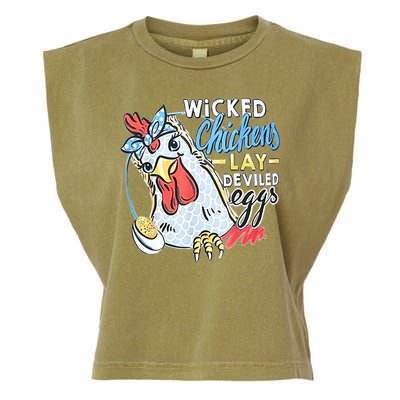 Wicked Chickens Lay Deviled Eggs Funny Chicken Lovers Garment-Dyed Women's Muscle Tee
