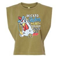 Wicked Chickens Lay Deviled Eggs Funny Chicken Lovers Garment-Dyed Women's Muscle Tee