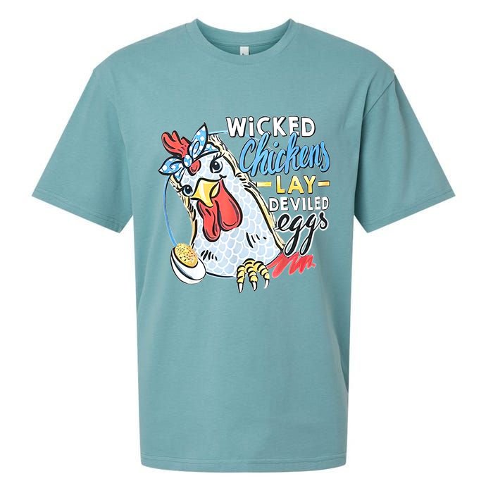 Wicked Chickens Lay Deviled Eggs Funny Chicken Lovers Sueded Cloud Jersey T-Shirt