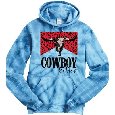 Western Cowgirl Leopard Punchy Cowboy Killers Bull Horn Tie Dye Hoodie