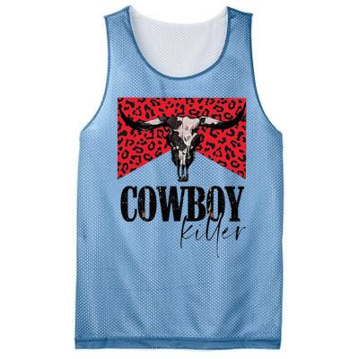 Western Cowgirl Leopard Punchy Cowboy Killers Bull Horn Mesh Reversible Basketball Jersey Tank