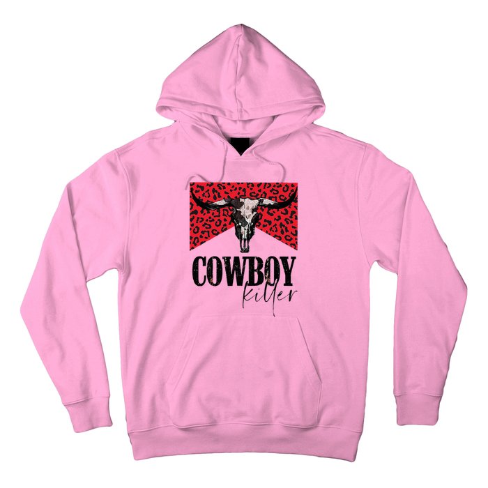 Western Cowgirl Leopard Punchy Cowboy Killers Bull Horn Hoodie