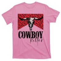 Western Cowgirl Leopard Punchy Cowboy Killers Bull Horn T-Shirt