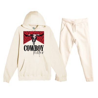 Western Cowgirl Leopard Punchy Cowboy Killers Bull Horn Premium Hooded Sweatsuit Set