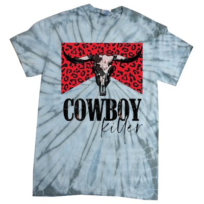 Western Cowgirl Leopard Punchy Cowboy Killers Bull Horn Tie-Dye T-Shirt