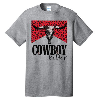 Western Cowgirl Leopard Punchy Cowboy Killers Bull Horn Tall T-Shirt