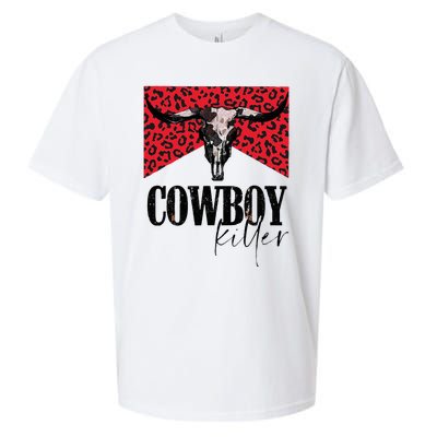 Western Cowgirl Leopard Punchy Cowboy Killers Bull Horn Sueded Cloud Jersey T-Shirt