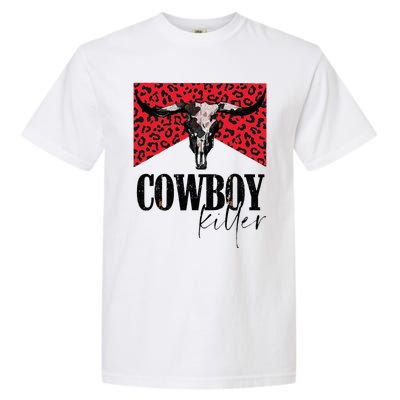 Western Cowgirl Leopard Punchy Cowboy Killers Bull Horn Garment-Dyed Heavyweight T-Shirt