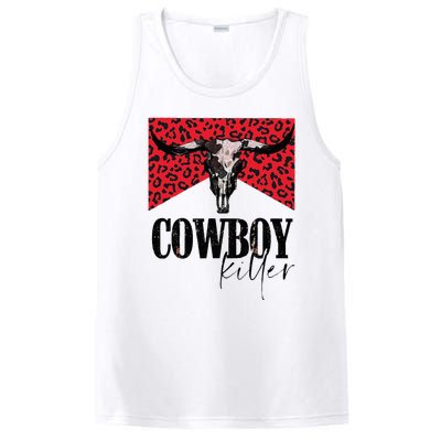 Western Cowgirl Leopard Punchy Cowboy Killers Bull Horn PosiCharge Competitor Tank