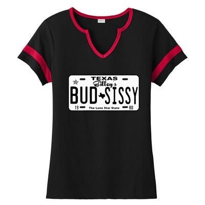 Wo Country Love Gilley's Bud N Sissy Texas Cowboy License Gift  Ladies Halftime Notch Neck Tee