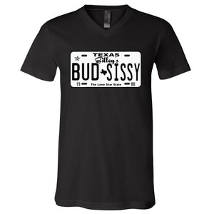 Wo Country Love Gilley's Bud N Sissy Texas Cowboy License Gift  V-Neck T-Shirt