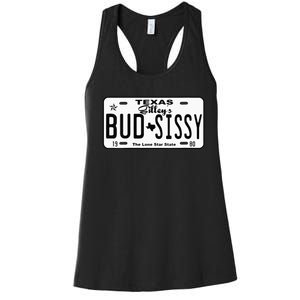 Wo Country Love Gilley's Bud N Sissy Texas Cowboy License Gift  Women's Racerback Tank