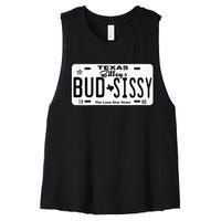 Wo Country Love Gilley's Bud N Sissy Texas Cowboy License Gift  Women's Racerback Cropped Tank