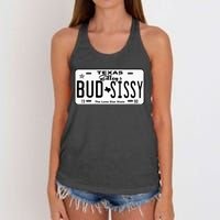 Wo Country Love Gilley's Bud N Sissy Texas Cowboy License Gift  Women's Knotted Racerback Tank