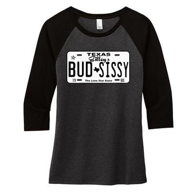 Wo Country Love Gilley's Bud N Sissy Texas Cowboy License Gift  Women's Tri-Blend 3/4-Sleeve Raglan Shirt