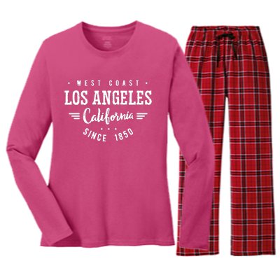 West Coast Los Angeles California Since 1850 Women's Long Sleeve Flannel Pajama Set 