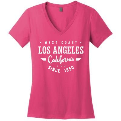 West Coast Los Angeles California Since 1850 Women's V-Neck T-Shirt